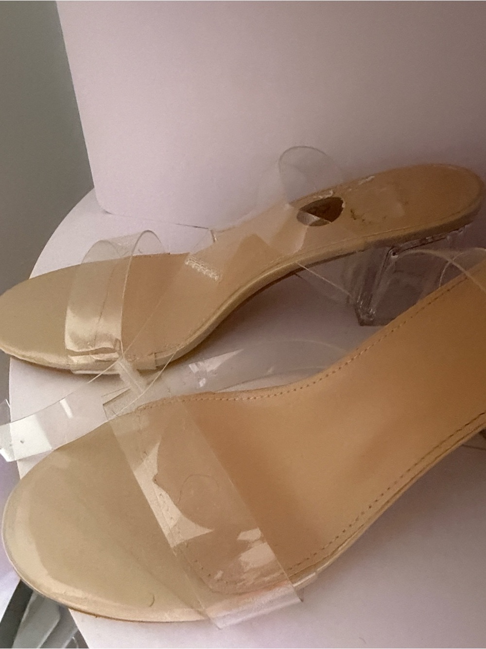 Target Clear Strap Tan Slide Heels for Women